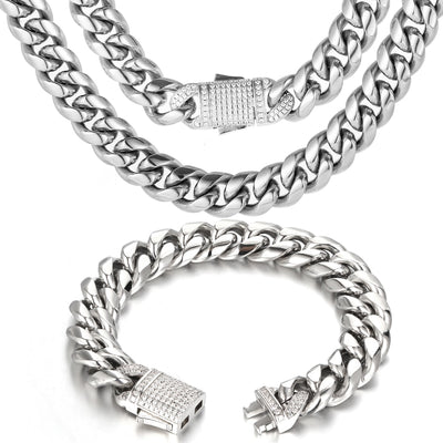 Bling Clasp Stainless Steel Chain Necklace